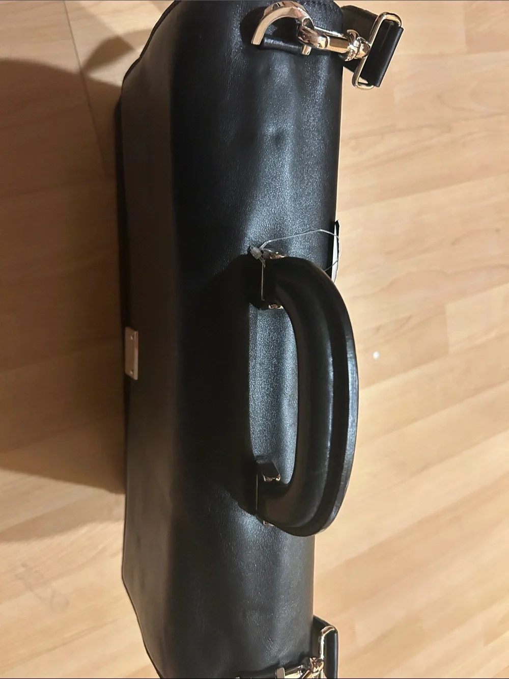 Cole Haan Sebastian Black Leather Briefcase with Top Handle and Shoulder Strap